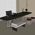 Modern Tea Table and Chairs with Natural Wooden Leg Bench and Transparent Stools by Window