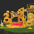Suning Shopping Festival Emoji Themed Photo Check In Spot With Golden Interactive Installations And Heart Eyed Smiling Emojis
