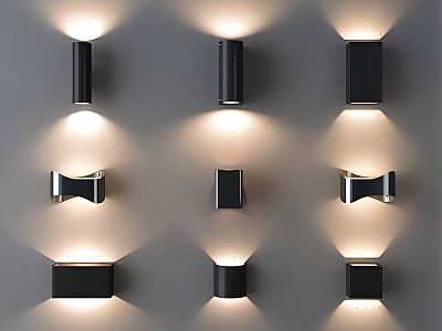 Modern Wall Lamps With Sleek Design And Various Shapes Illuminating Interior Walls 3d model