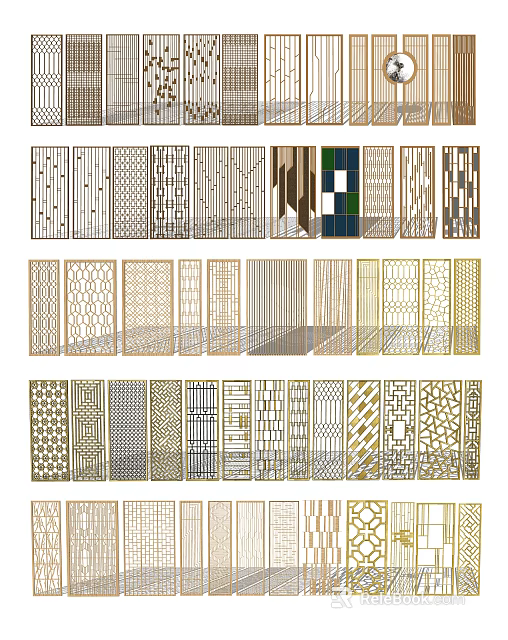 Decorative Room Dividers With Various Geometric Patterns And Modern Design Styles 3d model