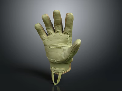 Khaki Tactical Work Glove With Reinforced Fingers And Secure Wrist Strap 3d model