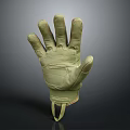 Khaki Tactical Work Glove With Reinforced Fingers And Secure Wrist Strap