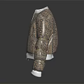 Stylish Jacket With Intricate Beige And Gold Patterns White Cuffs And Collar Design