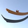 Traditional Chinese Architectural Roof Eave With Curved Gray Structure And Orange Horn Shaped Ornament