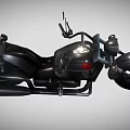 Black Cruiser Style Motorcycle With Red Accent Chrome Handlebars And Exhaust Pipes