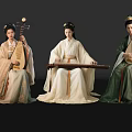 Game Film Characters Wearing Traditional Ancient Costumes Playing Pipa And Guzheng