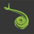 Vibrant Green Spiral Shaped Spiny Aquatic Animal With Curved Body Structure