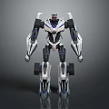 Futuristic Mechanical Robot Character Standing Pose With White Black Purple Color Scheme And Sci Fi Design