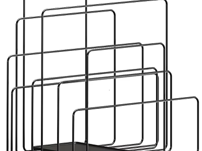 Book Magazine Storage Shelf With Black Metal Wire Modern Multi Layered Compartments 3d model