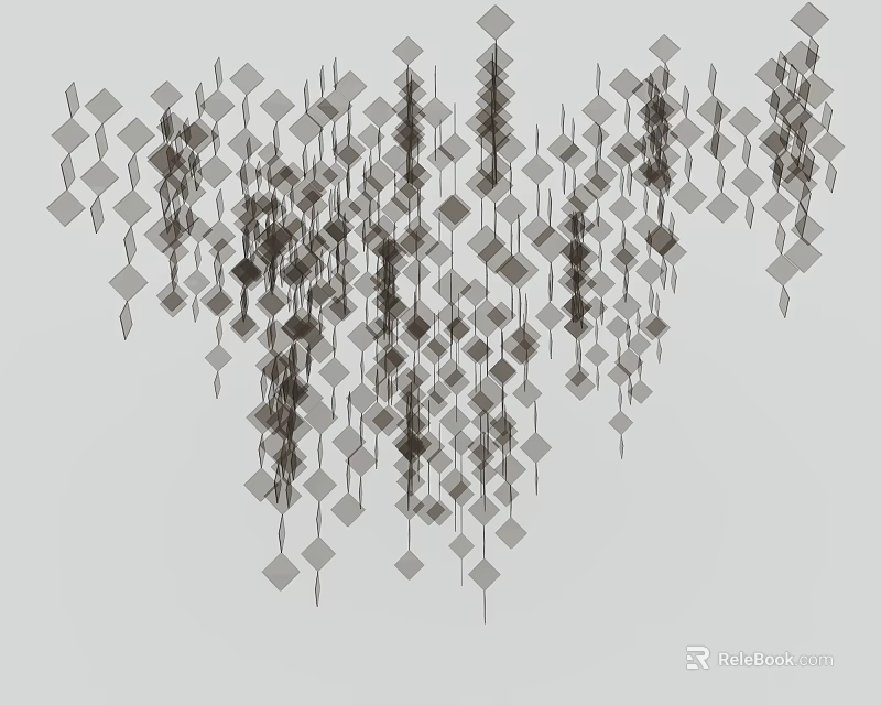 Modern Hanging Chandelier With Geometric Diamond Shapes And Abstract Metallic Design 3d model 