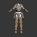 Detailed 3D Metallic Armor Model With Gold Silver Accents And Ornate Design