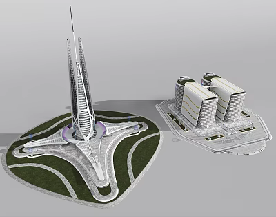 Modern Cartoon Architecture Future Science Fiction Architecture 3d model