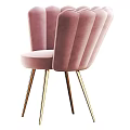 Pink Velvet Accent Chair With Scalloped Back And Gold Metal Legs
