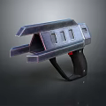 Futuristic Sci Fi Metallic Weapon With Black Grip And Panel Structure Design 3d model