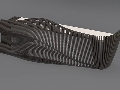 Modern Stylish Reception Desk With Wavy Black Frame And White Countertop 3d model