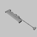 Futuristic Metallic Long Sword With Blue Glowing Stripe And Black Gold Accents