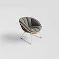 Sleek Modern Gray Outdoor Chair With Wooden Metal Frame And Curved Padded Cushion