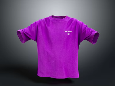 Purple Casual Short Sleeve T shirt With Minimalist Chest Logo Design 3d model