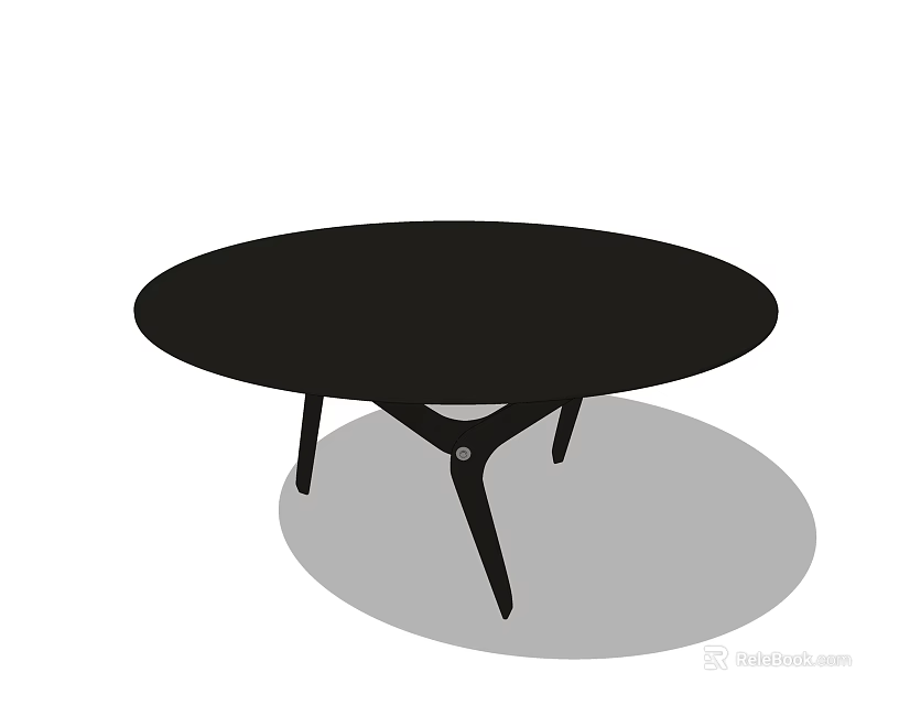 Modern Black Round Coffee Table With Three Legs And Simple Design 3d model 