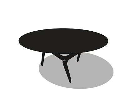 Modern Black Round Coffee Table With Three Legs And Simple Design 3d model