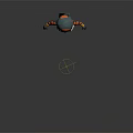 Detailed Futuristic 3D Sci Fi Character In Orange Blue Suit With Back Equipment