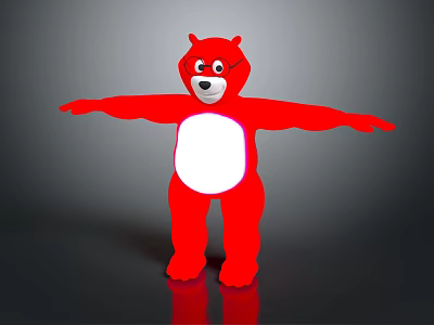 Red Stuffed Bear Doll With White Belly And Outstretched Arms 3D Render 3d model