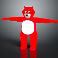 Red Stuffed Bear Doll With White Belly And Outstretched Arms 3D Render