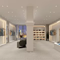 Modern Clothing Store Interior With Fashion Apparel Display Racks And Green Plants