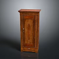 Traditional Wooden Cabinet With Single Door And Drawer In Dark Brown Solid Wood