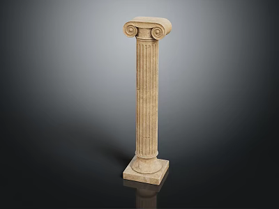 Scenic View of Classical Beige Stone Column with Fluted Shaft and Ornate Capital 3d model