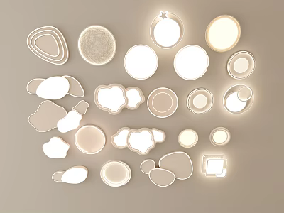 Various Shapes Modern Ceiling Lights Round Square Cloud Design Home Interior 3d model