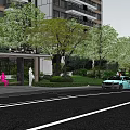 Residential Landscape With Lush Greenery Lawn Pavilion Pathways And Seating Areas