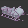 Winter Natural Scene Featuring White Sleigh With Comfortable Seats And Curved Runner Design