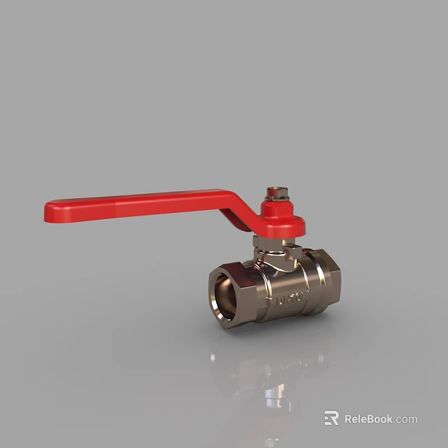 Brass Ball Valve With Red Handle For Industrial Plumbing Applications 3d model 