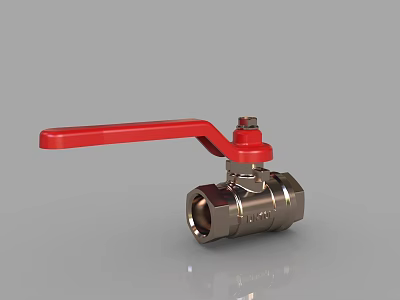 Brass Ball Valve With Red Handle For Industrial Plumbing Applications 3d model