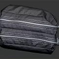 Dark Blue Velvet Pouch with Double Zippers and White Stitching Stylish Travel Organizer