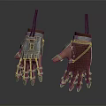 Detailed Leather Combat Gloves With Metal Claws Straps Plates And Fantasy Design