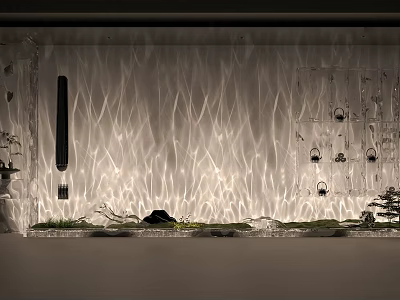Wall Washer Light Illuminating Textured Wall For Indoor Ambient Decor With Small Plants 3d model