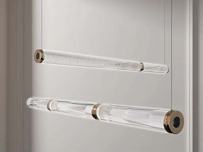 Modern Transparent Glass Tube Pendant Light With Brass Accents For Interior Design 3d model