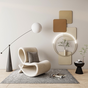 Modern Floor Lamp Cream Wall Decoration Pendant Decorative Painting Hanging Picture Combination Leisure Chair Floor Lamp 3d model