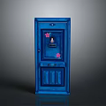 Vintage Blue Wooden Door Furniture With Pink Flowers And Decorative Panels
