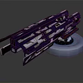 Futuristic Sci Fi Weapon With Advanced Metallic Design Blue Orange Lights On Blue Glowing Base