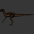 Realistic Dinosaur Character With Brown And Orange Stripes And Back Spikes Standing Pose