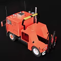Red Classic Truck With Chrome Grille And White Spoke Wheels