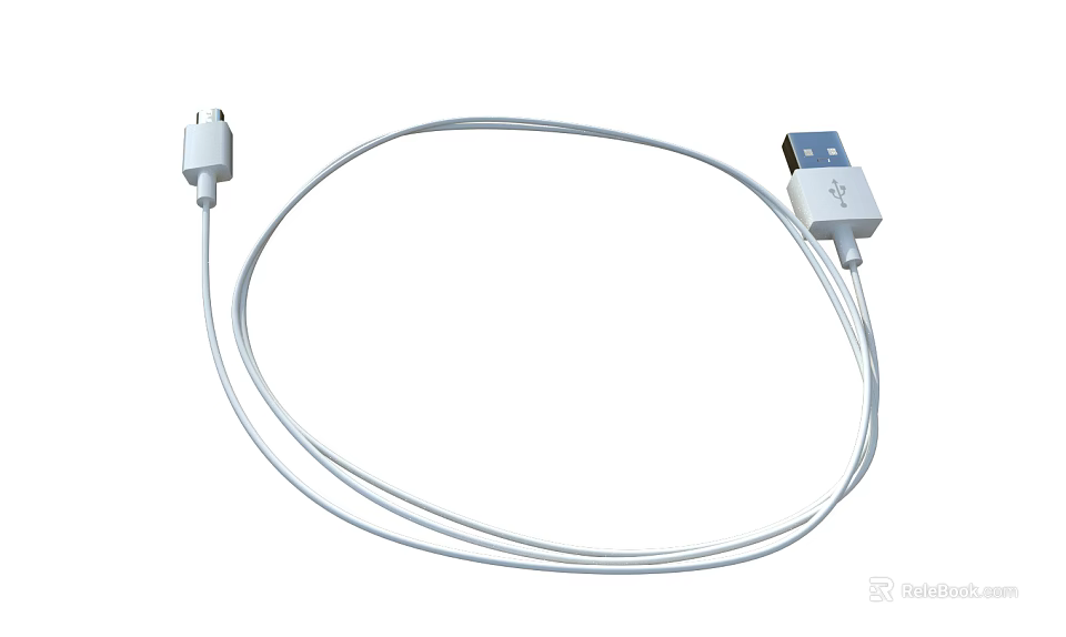 White USB Charging Data Cable For Mobile Phones And Digital Devices 3d model 