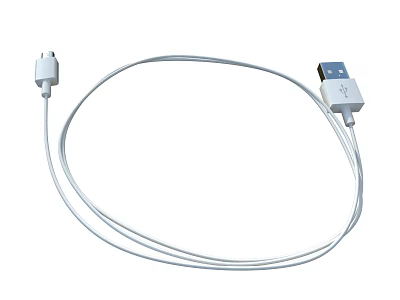 White USB Charging Data Cable For Mobile Phones And Digital Devices 3d model