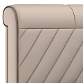 Modern Upholstered Double Bed With Diamond Stitched Headboard White Pillows And Beige Throw Blanket