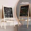 Wooden Easel Chalkboards With Food And Space Themed Drawings For Kids