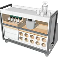 Modern Mobile Kitchen Cart With White Wooden Design Drawer And Green Jars