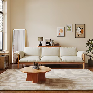 Nordic Three-Seat Sofa Coffee Table Combination 3d model